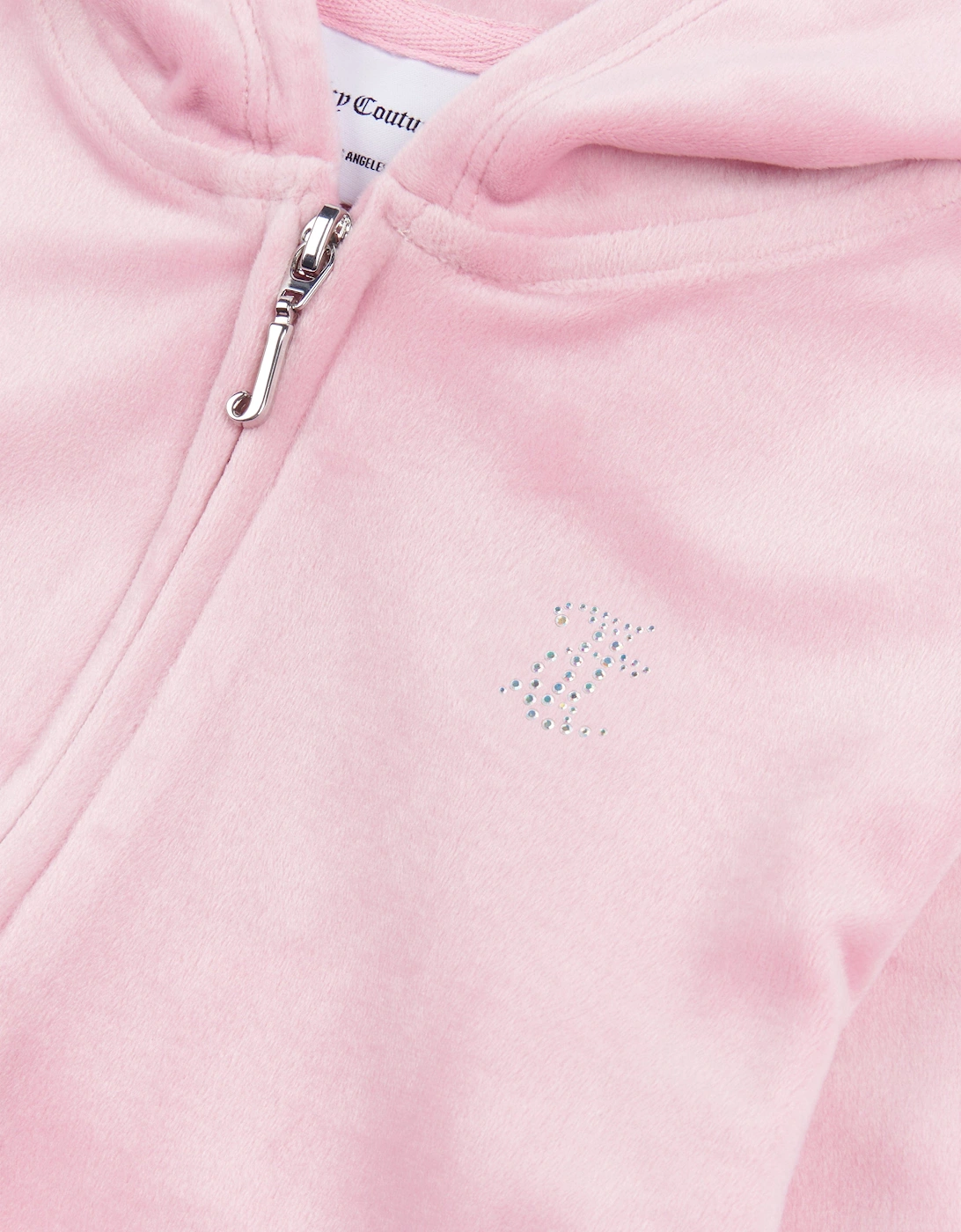 Girls Diamante Logo Zip Up Top in Pink
