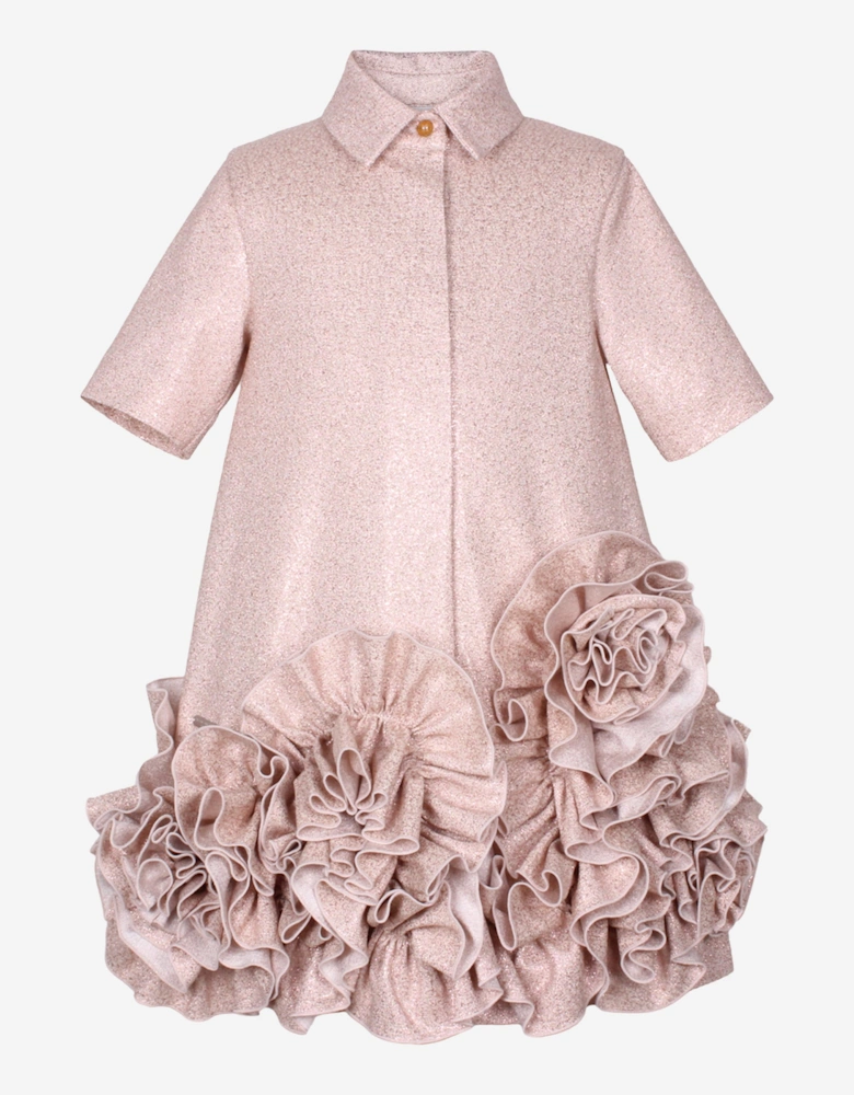 Girls Dream On Frilly Flower Dress in Pink
