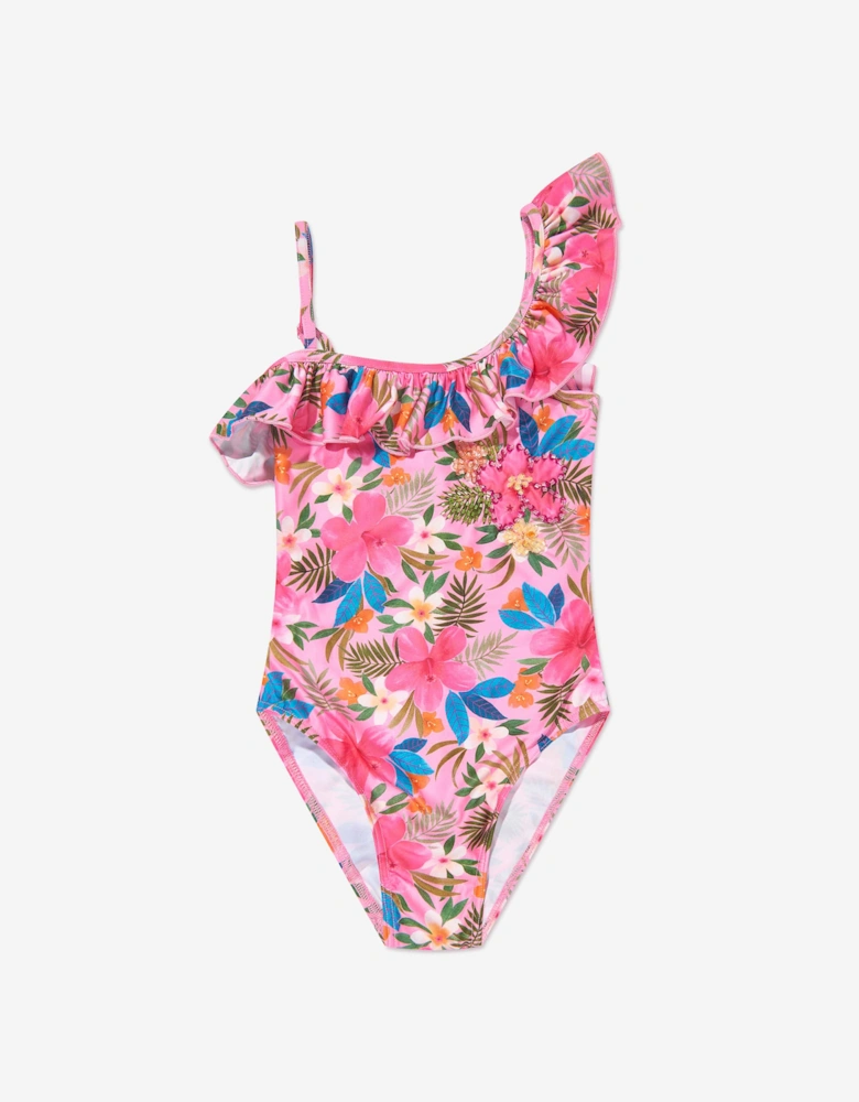 Girls Floral Swimsuit in Pink