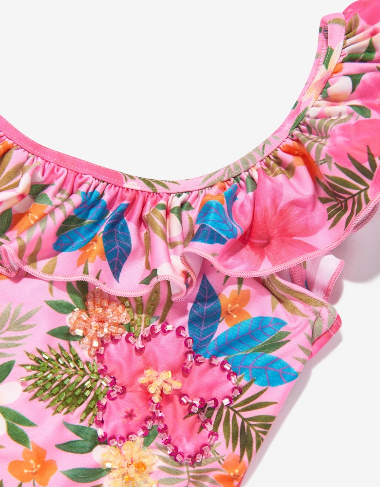 Girls Floral Swimsuit in Pink