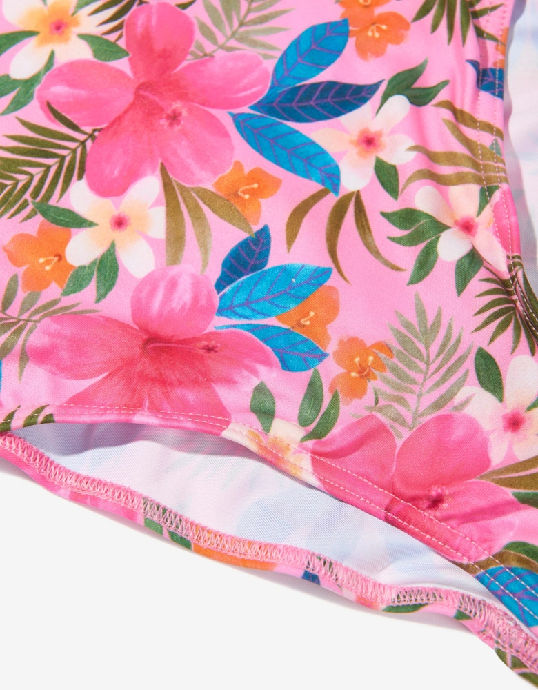Girls Floral Swimsuit in Pink