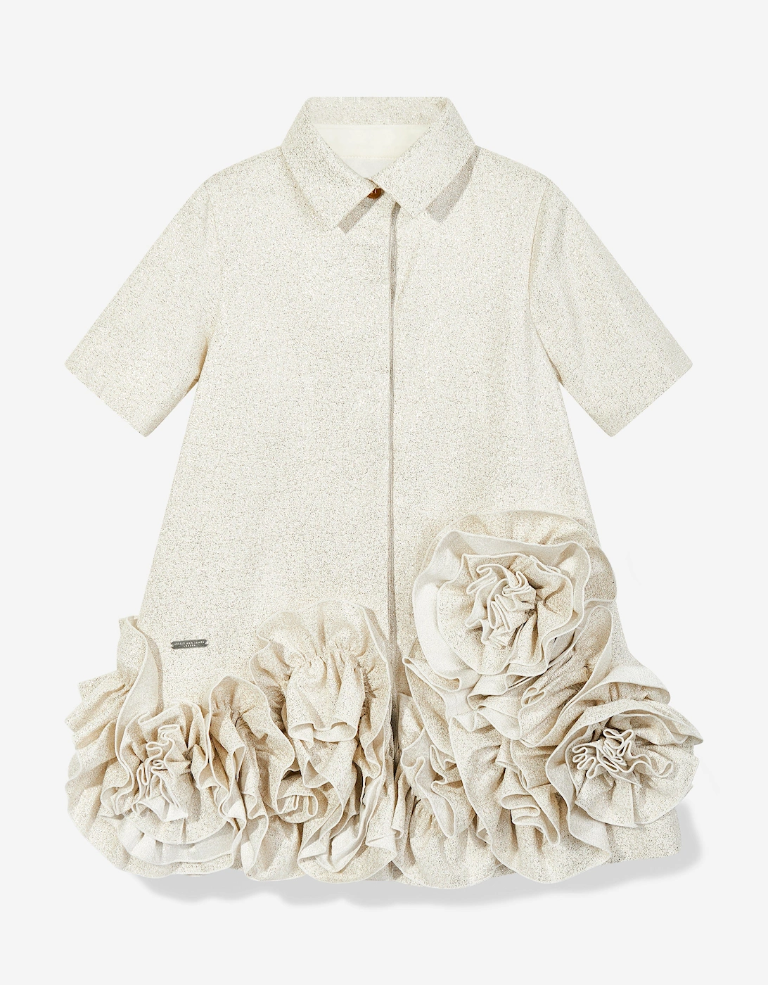 Girls Dream On Frilly Flower Dress in Gold, 5 of 4