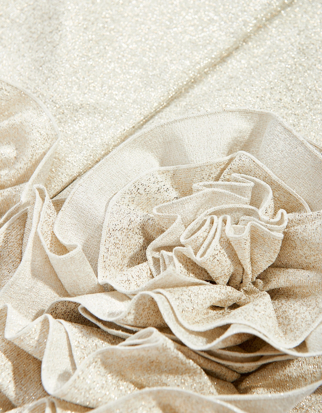 Girls Dream On Frilly Flower Dress in Gold