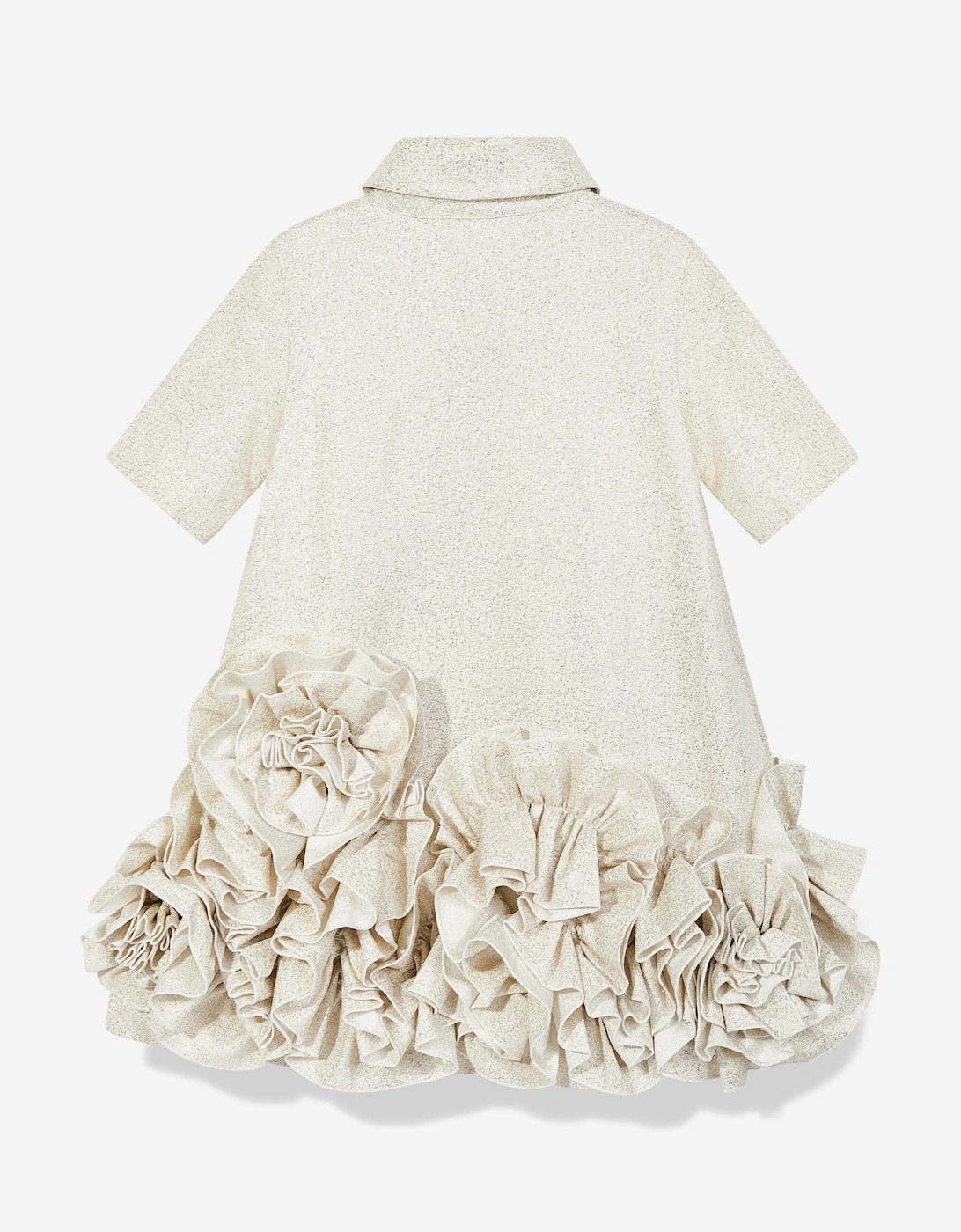 Girls Dream On Frilly Flower Dress in Gold