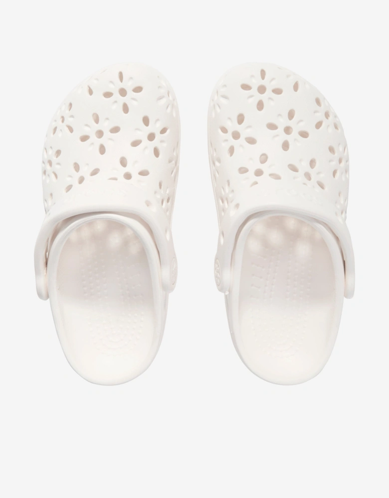 Girls Classic Floral Cut Out Clog in Ivory