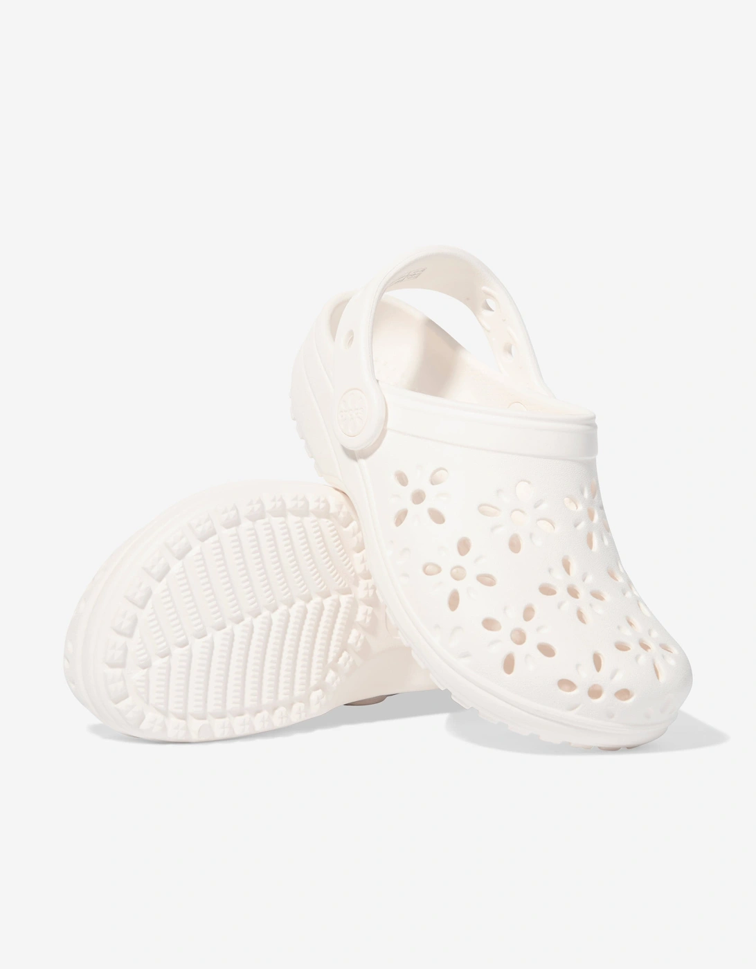 Girls Classic Floral Cut Out Clog in Ivory