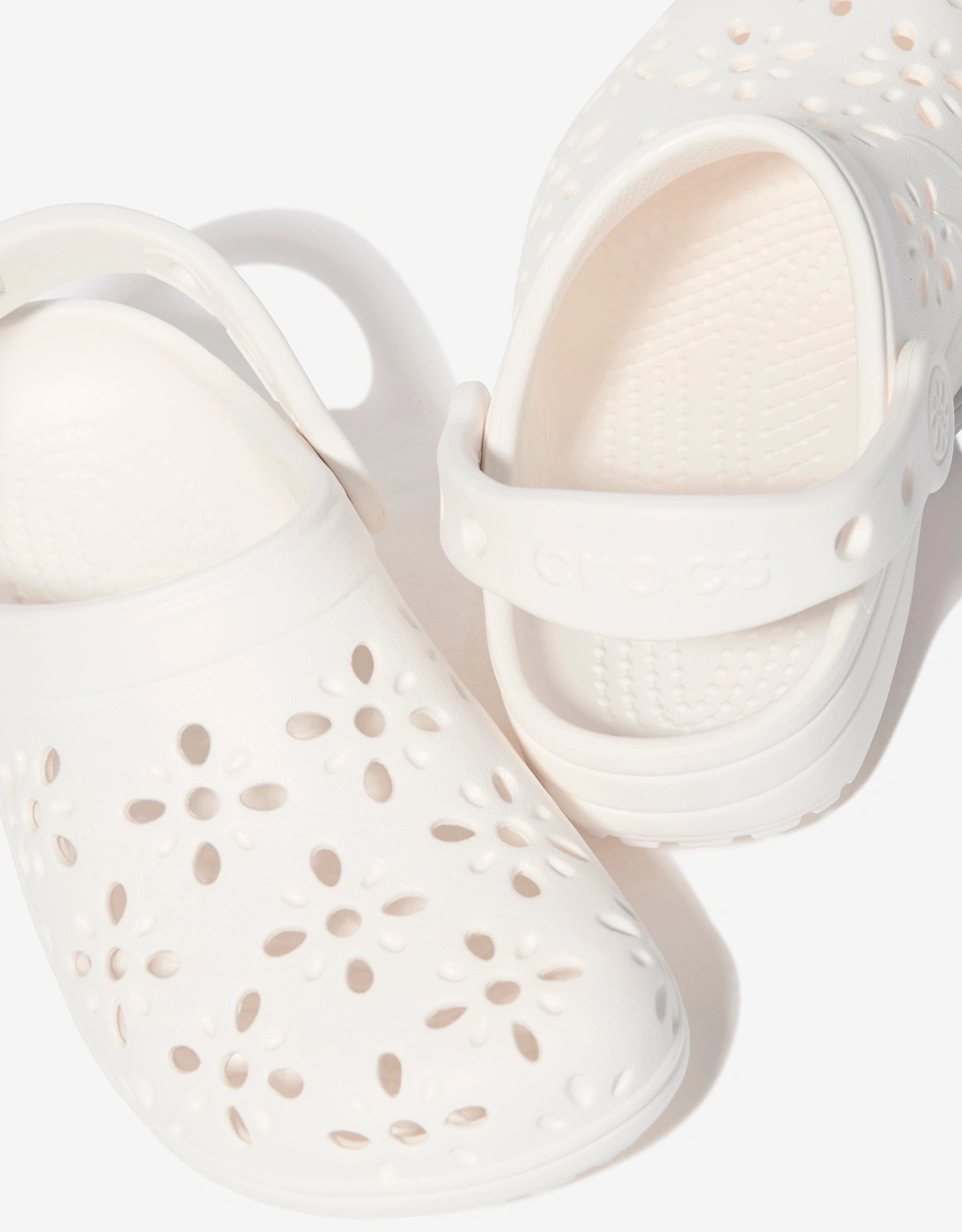 Girls Classic Floral Cut Out Clog in Ivory