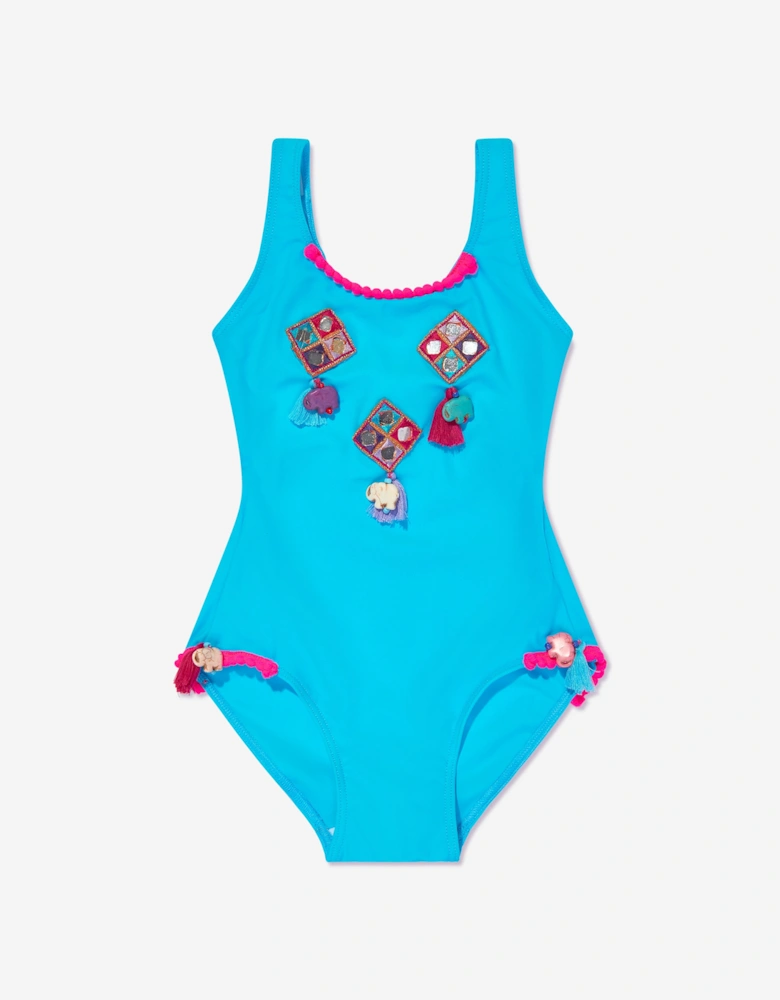 Girls Boho Swimsuit in Blue