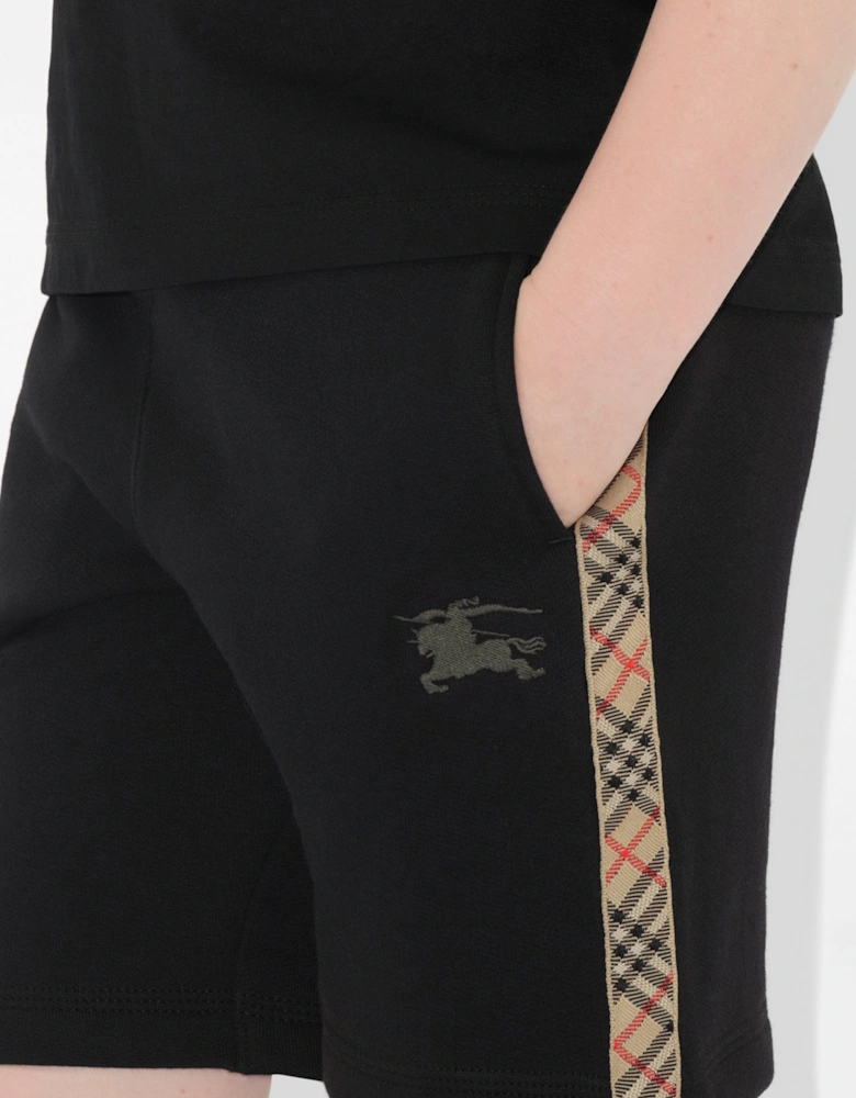 Boys Benny Check Tape Shorts in Black