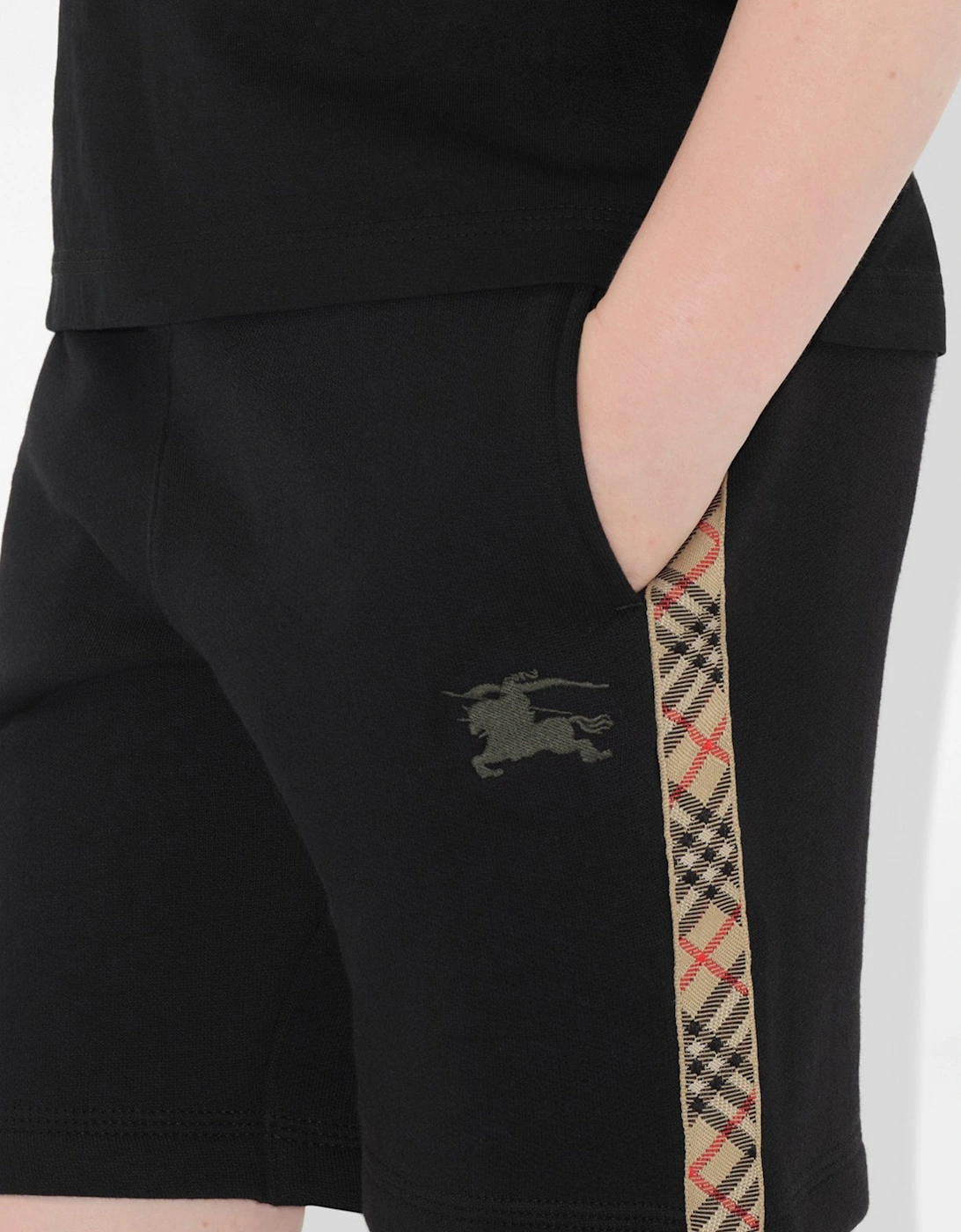 Boys Benny Check Tape Shorts in Black