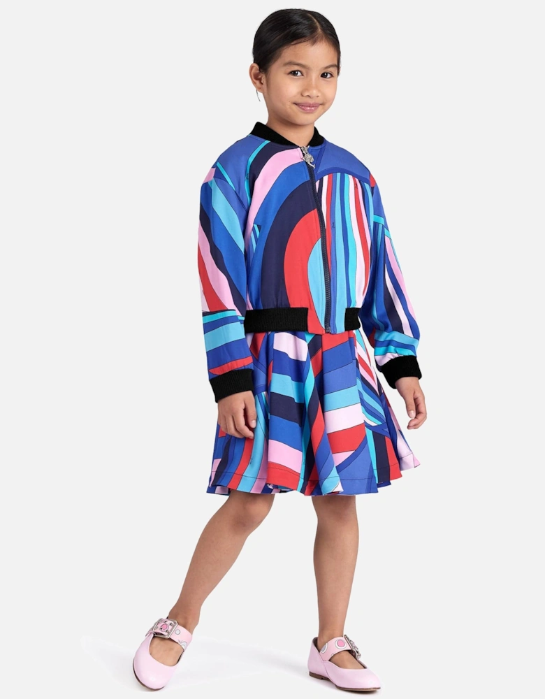 Girls Iride Print Zip Up Jacket in Multicolour