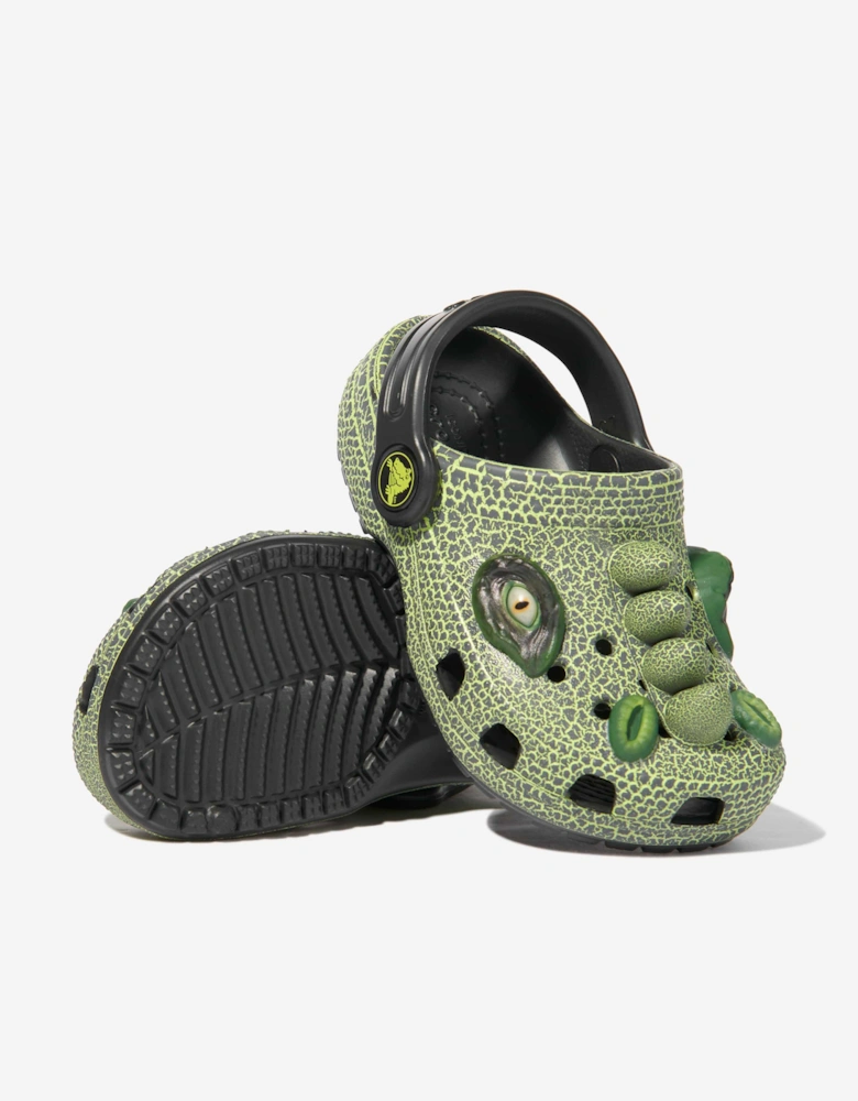 Boys Classic IAM Scary Dino Clog in Green