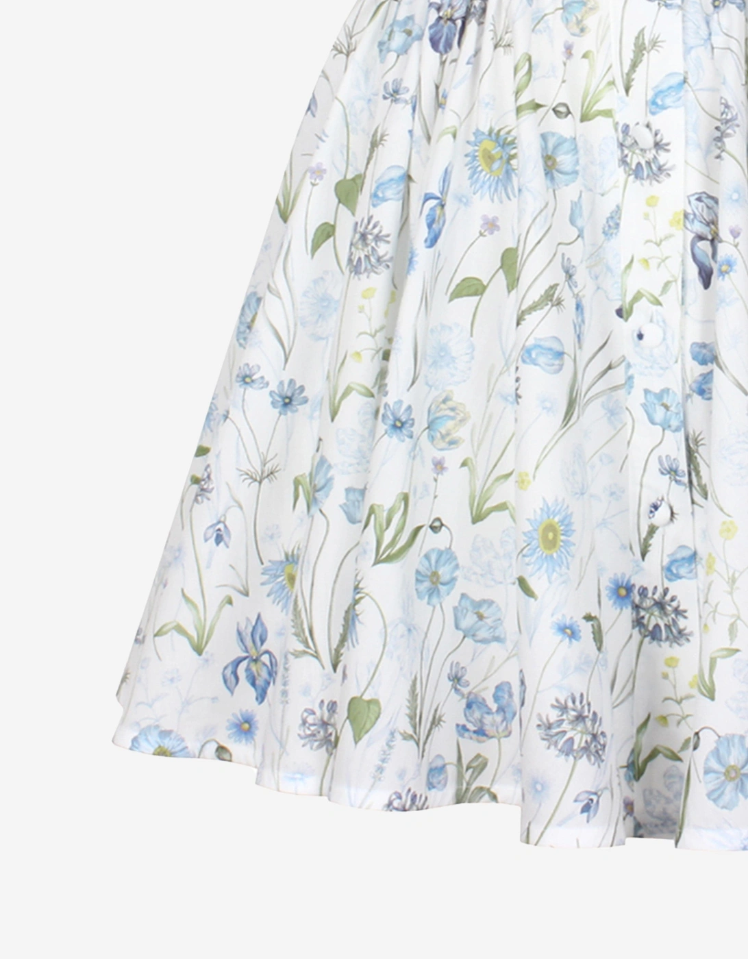 Girls Little Sister Blue Medaow Print Dress in White