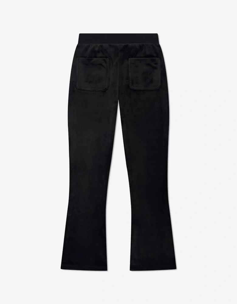 Girls Diamante Logo Bootcut Joggers in Black