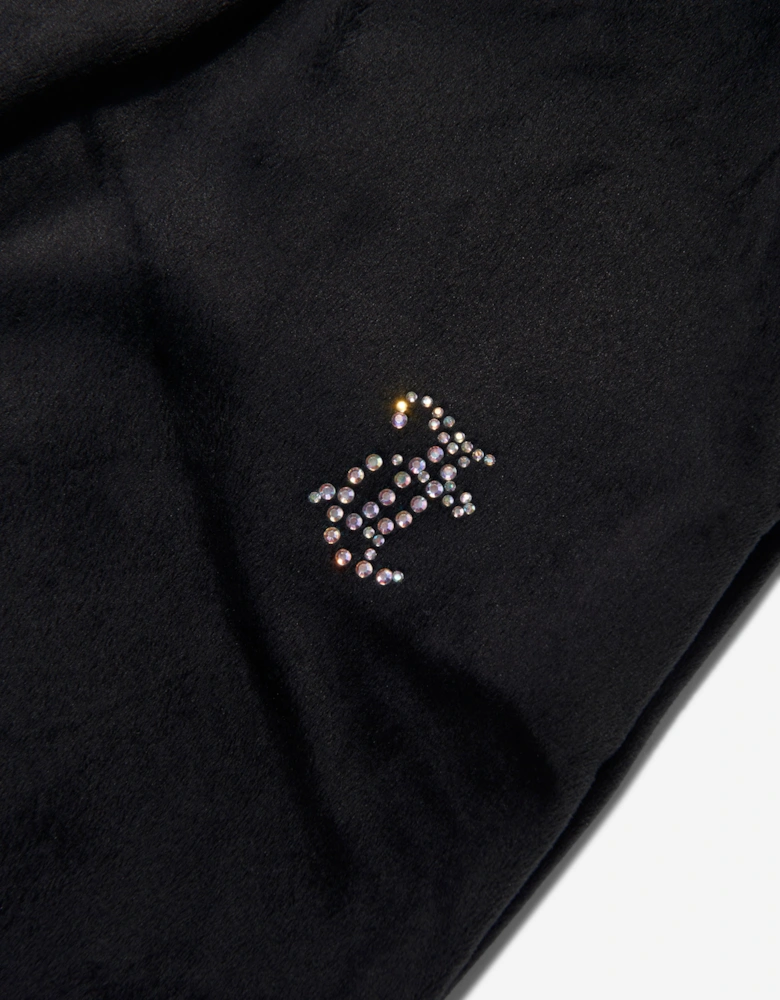 Girls Diamante Logo Bootcut Joggers in Black