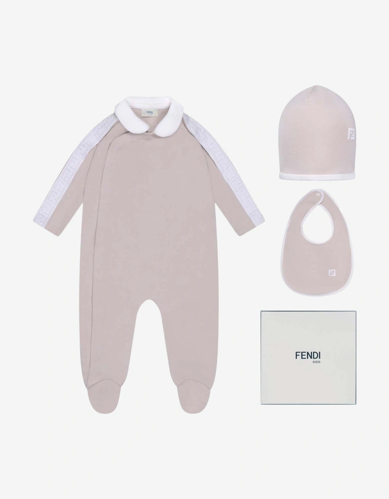 Baby Logo Babygrow Gift Set in Beige