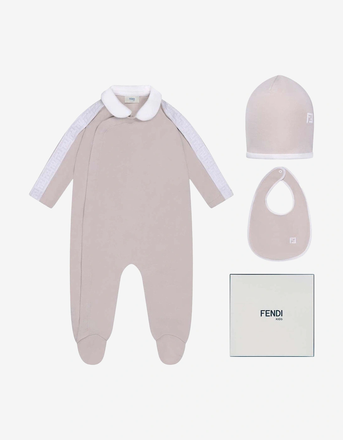 Baby Logo Babygrow Gift Set in Beige, 5 of 4