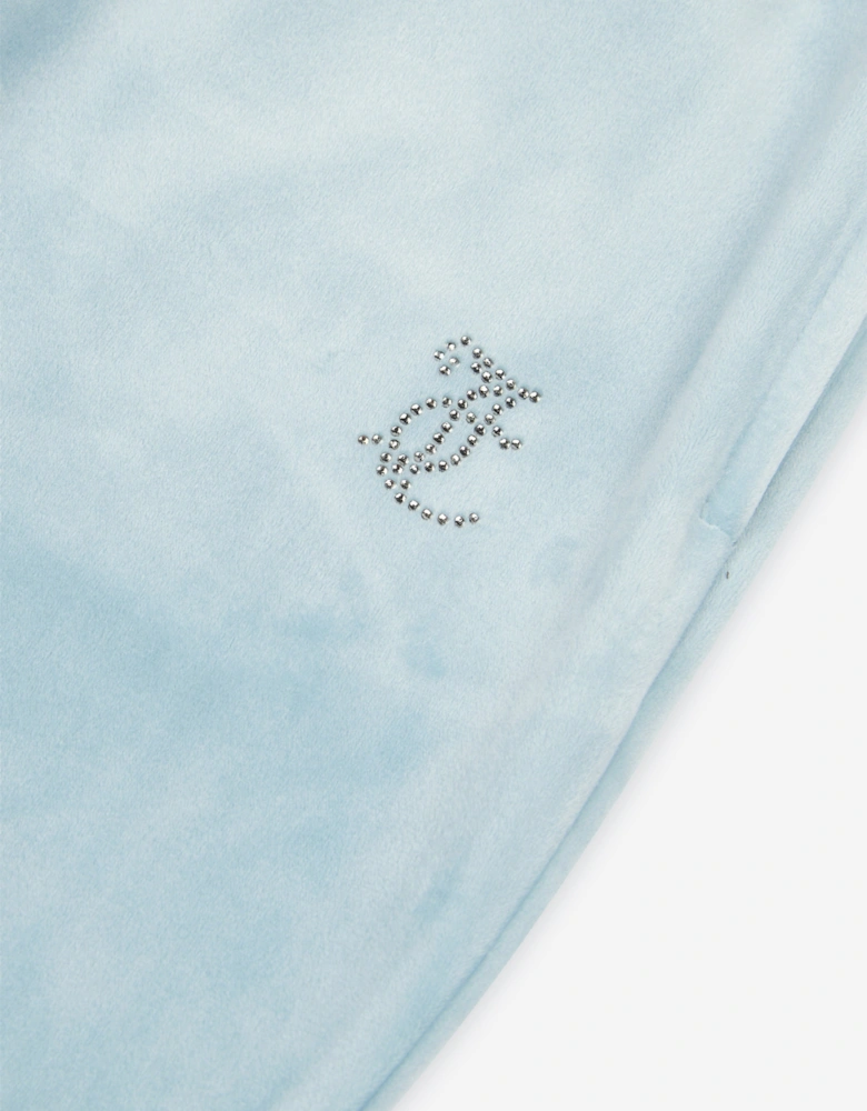 Girls Diamante Logo Bootcut Joggers in Blue