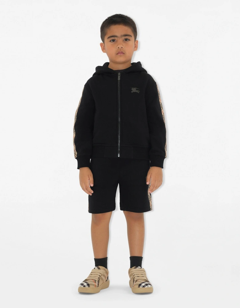 Boys Clyde Check Tape Zip Up Top in Black