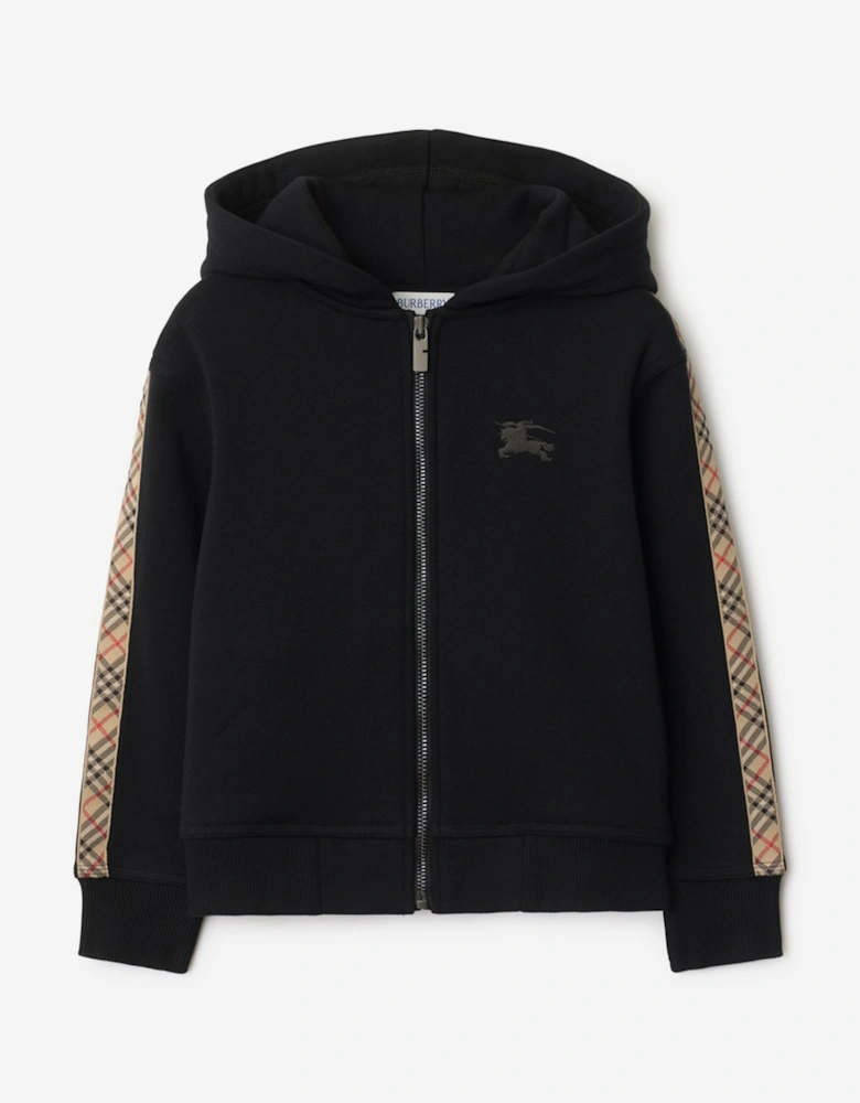 Boys Clyde Check Tape Zip Up Top in Black
