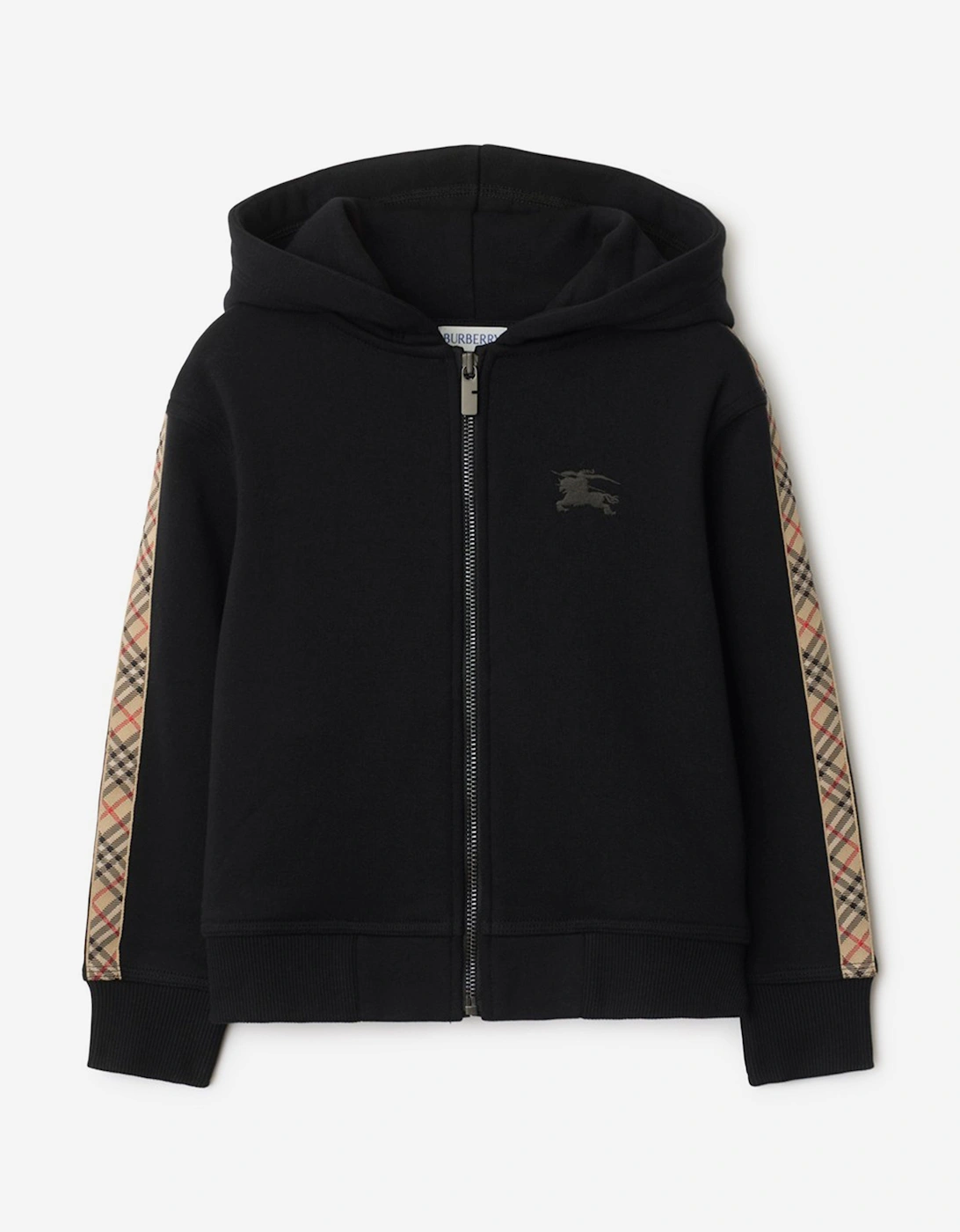 Boys Clyde Check Tape Zip Up Top in Black, 5 of 4