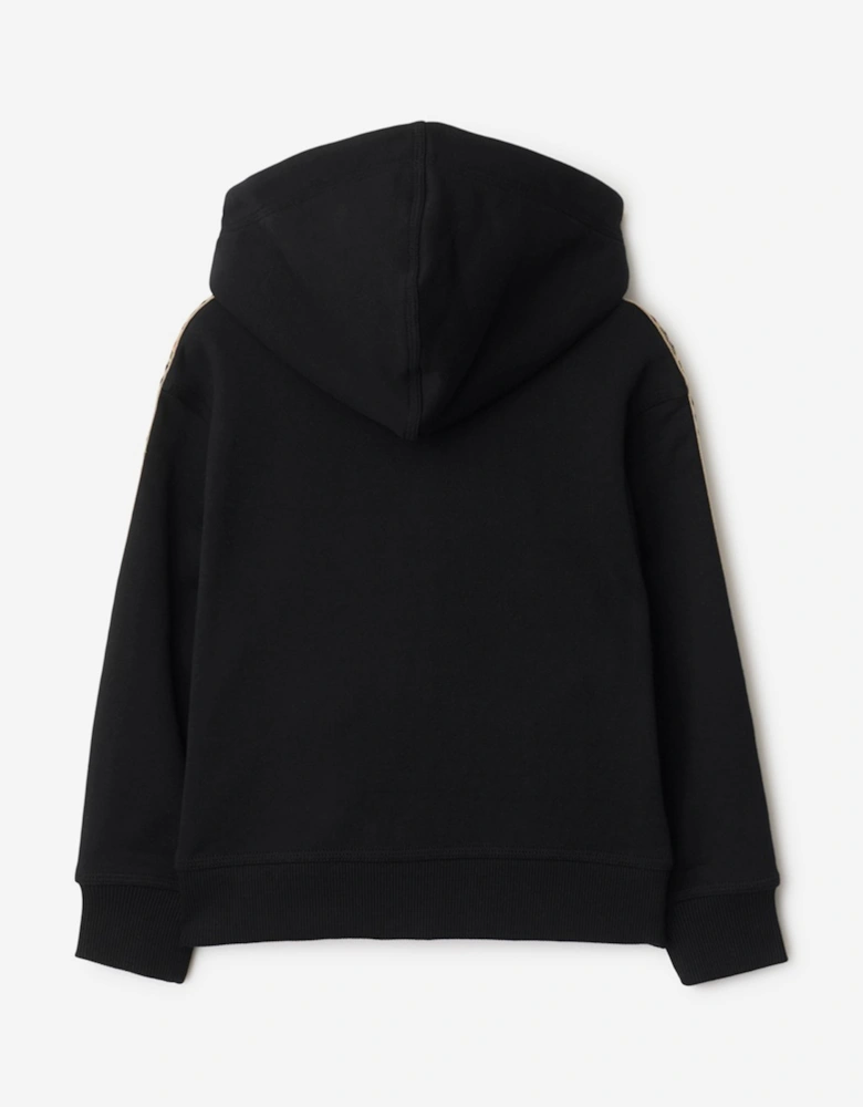 Boys Clyde Check Tape Zip Up Top in Black