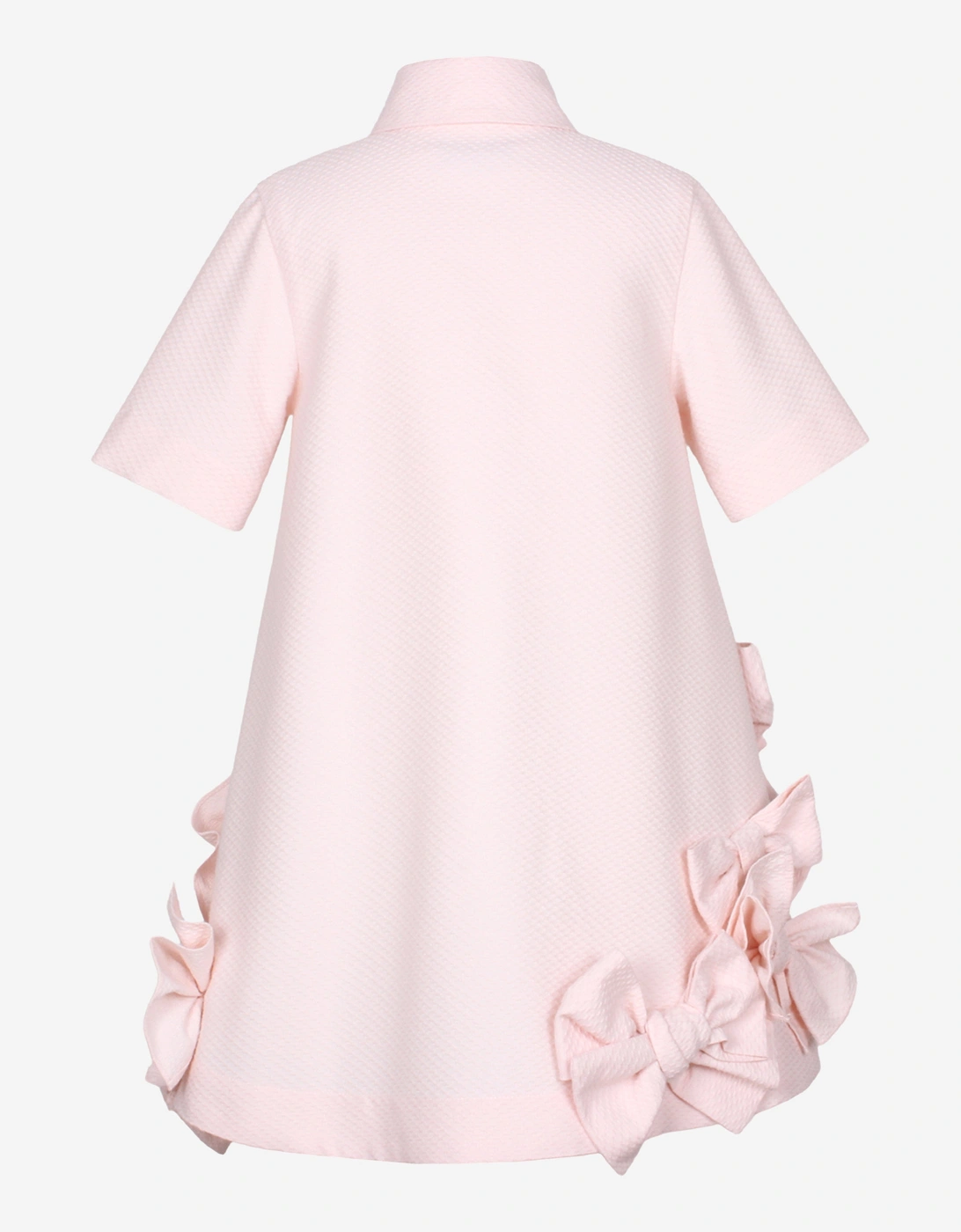 Girls Dotty Jacquard Bow Tie Dress in Pink