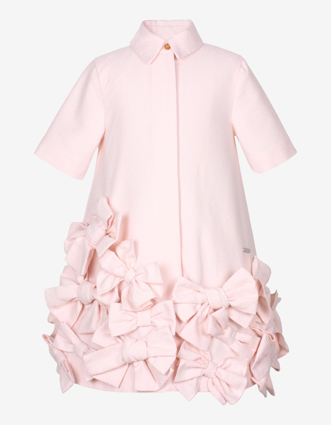 Girls Dotty Jacquard Bow Tie Dress in Pink, 5 of 4