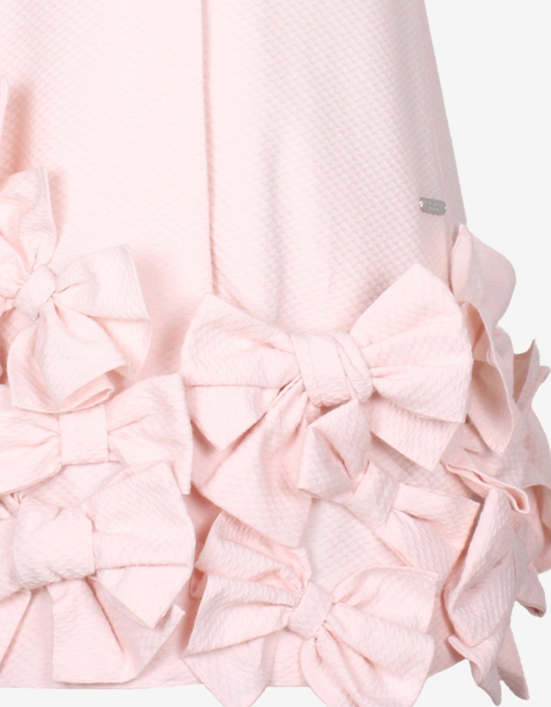 Girls Dotty Jacquard Bow Tie Dress in Pink