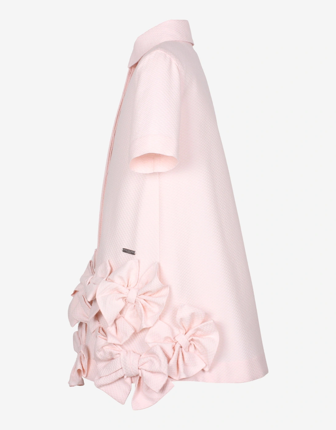Girls Dotty Jacquard Bow Tie Dress in Pink
