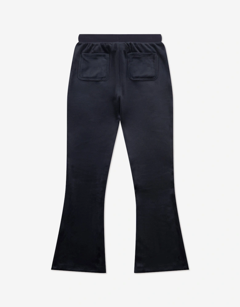 Girls Diamante Logo Bootcut Joggers in Navy