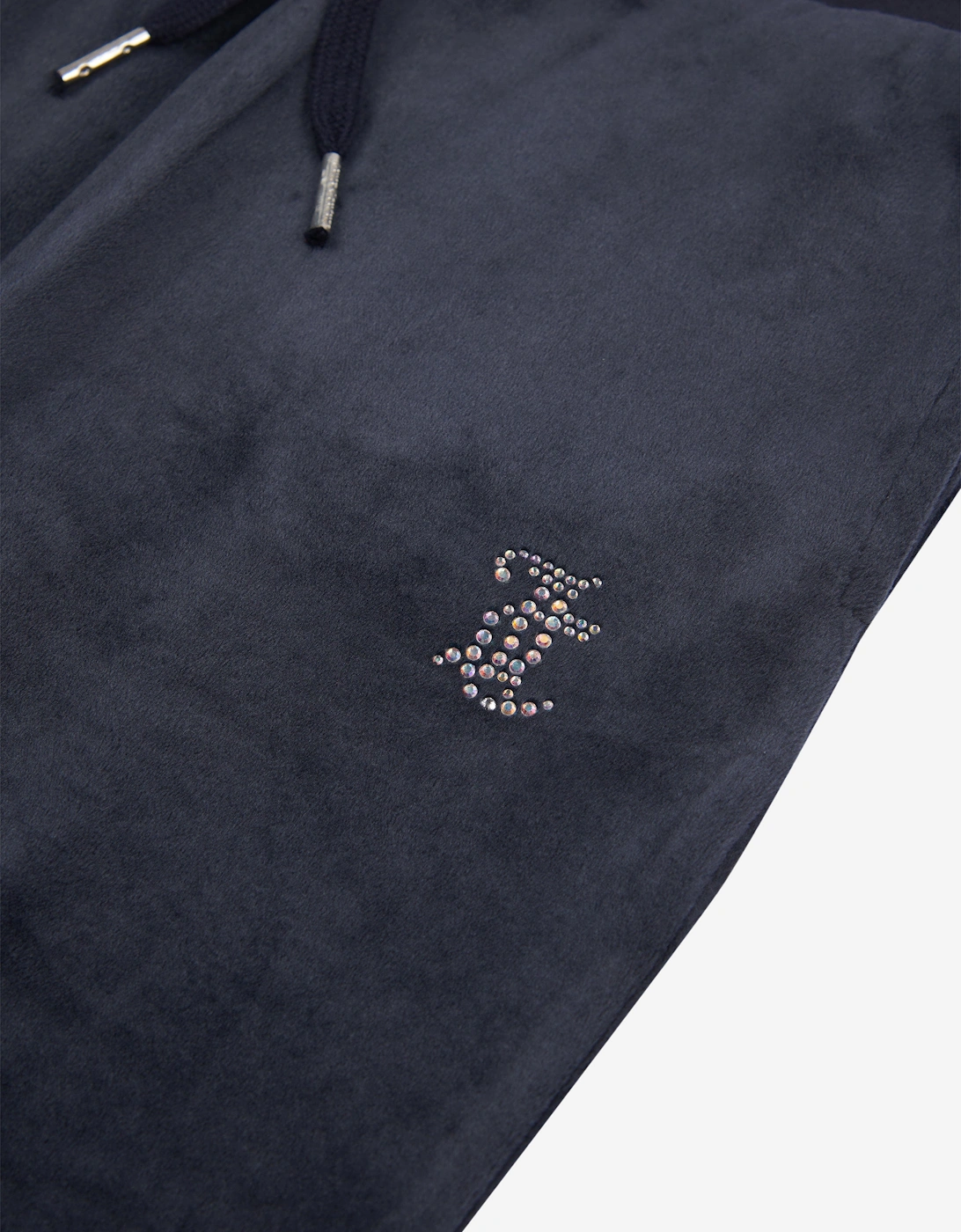 Girls Diamante Logo Bootcut Joggers in Navy