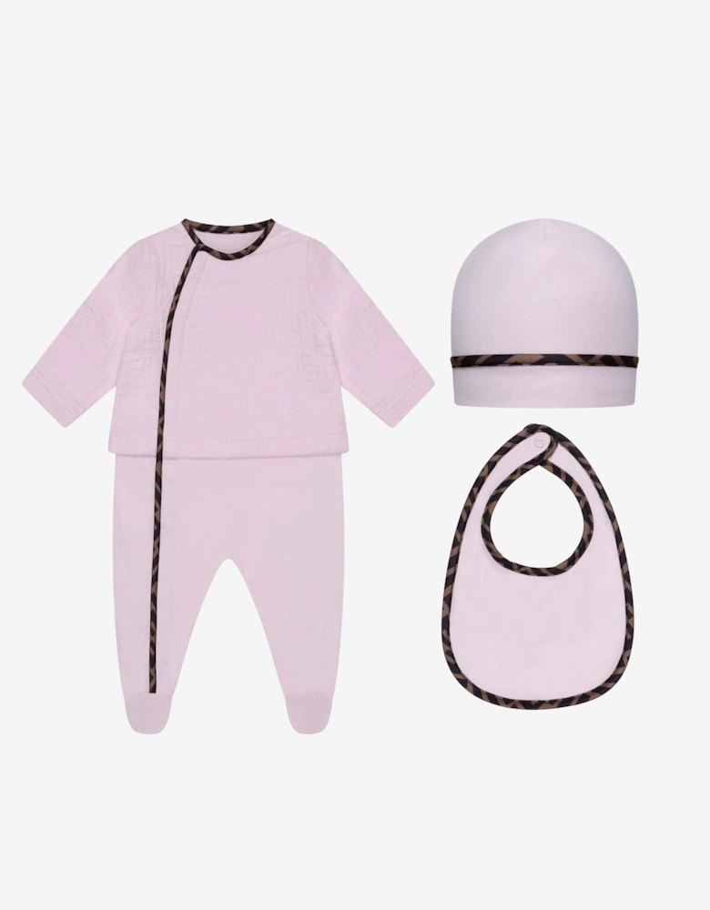 Baby Girls Cotton Babygrow Gift Set (3 Piece) in Pink