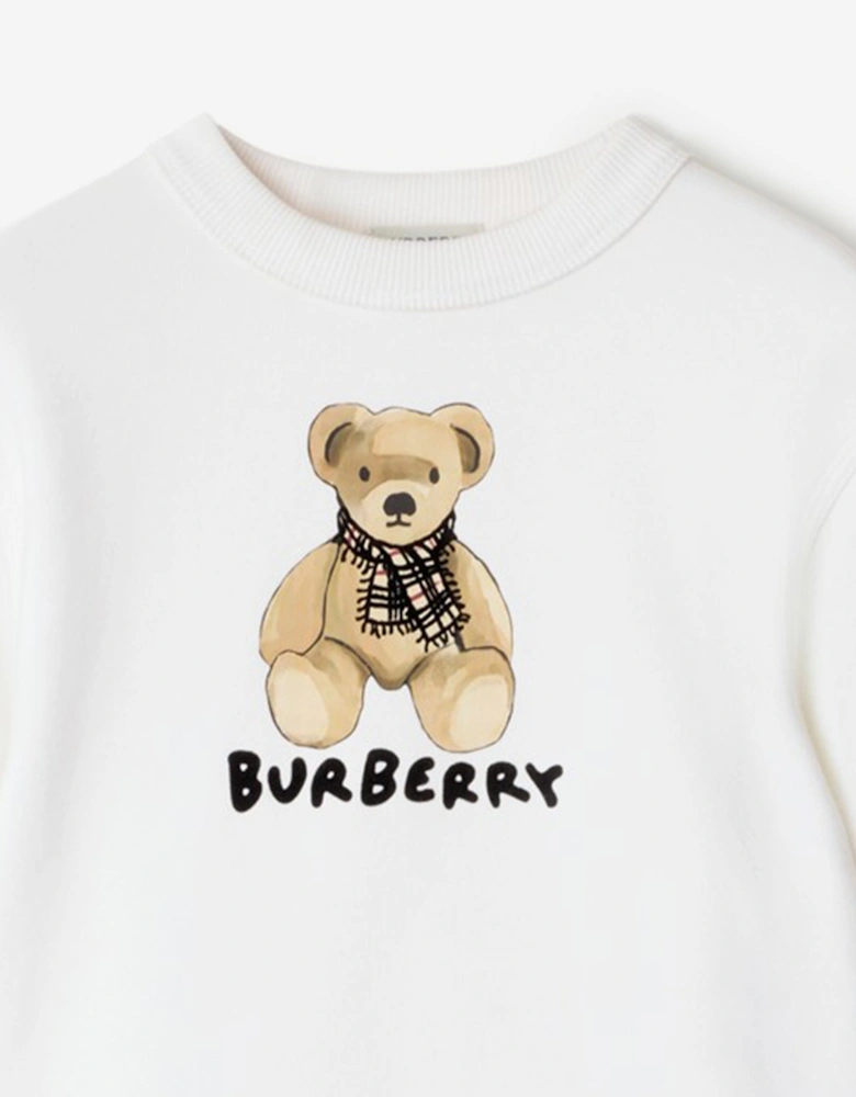 Girls Teddy Bear Sweatshirt in White