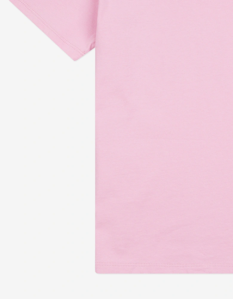 Girls Diamante Logo Fitted T-Shirt in Pink
