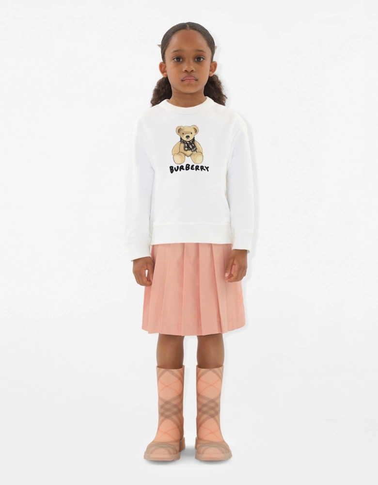 Girls Teddy Bear Sweatshirt in White