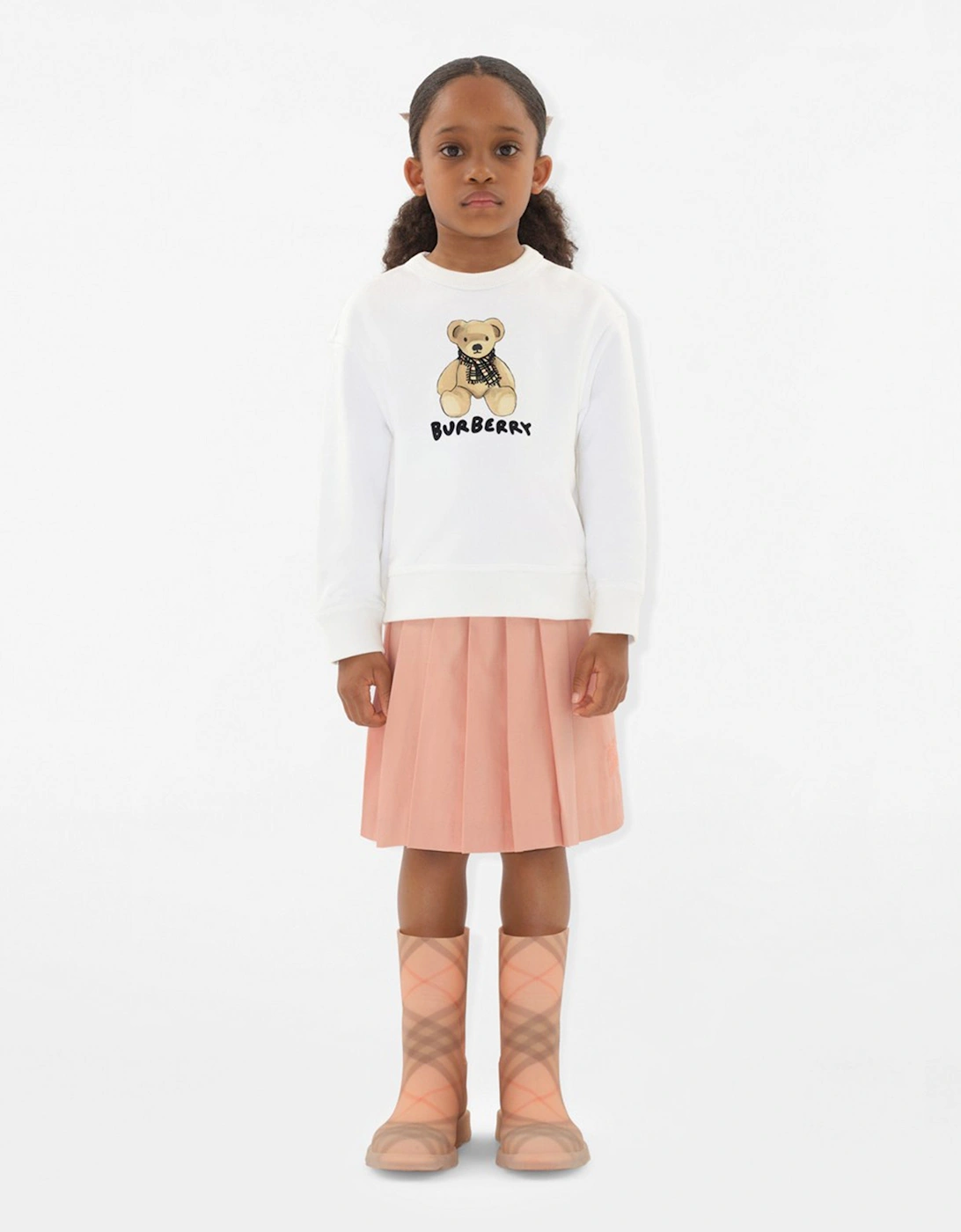 Girls Teddy Bear Sweatshirt in White