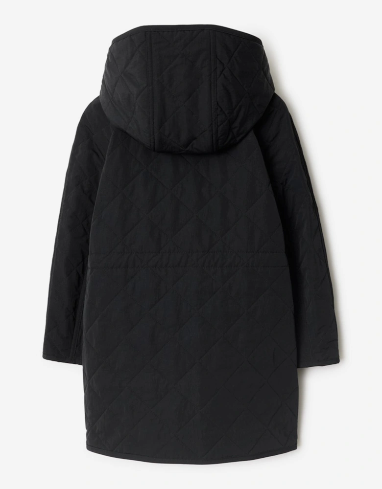 Boys Harrison Quilted Long Coat in Black
