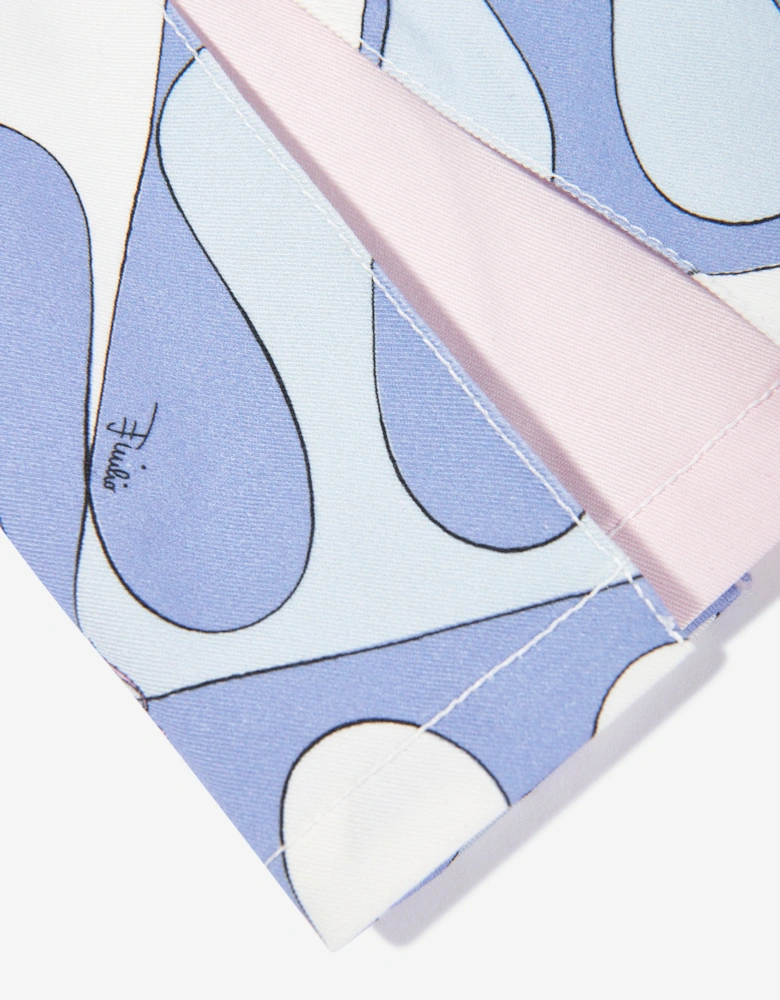 Girls Printed Gabardine Skirt in Blue