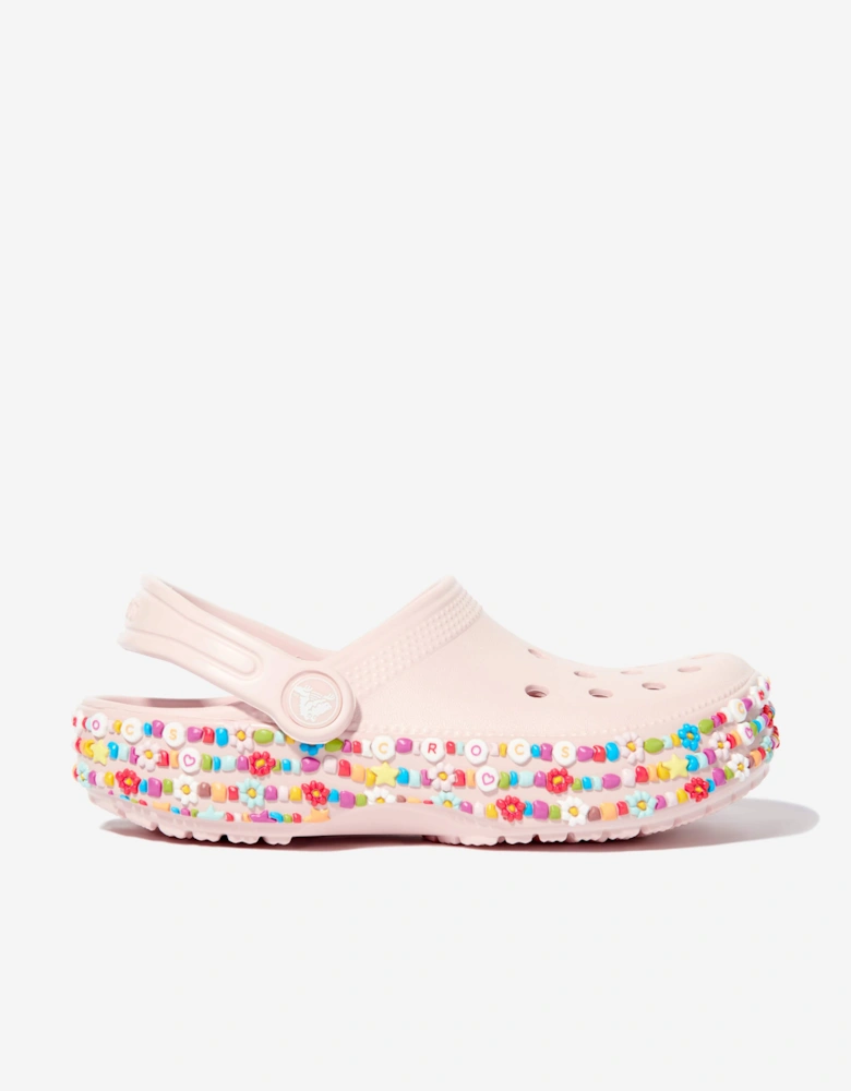 Girls Classic Beaded Band Clog in Pink