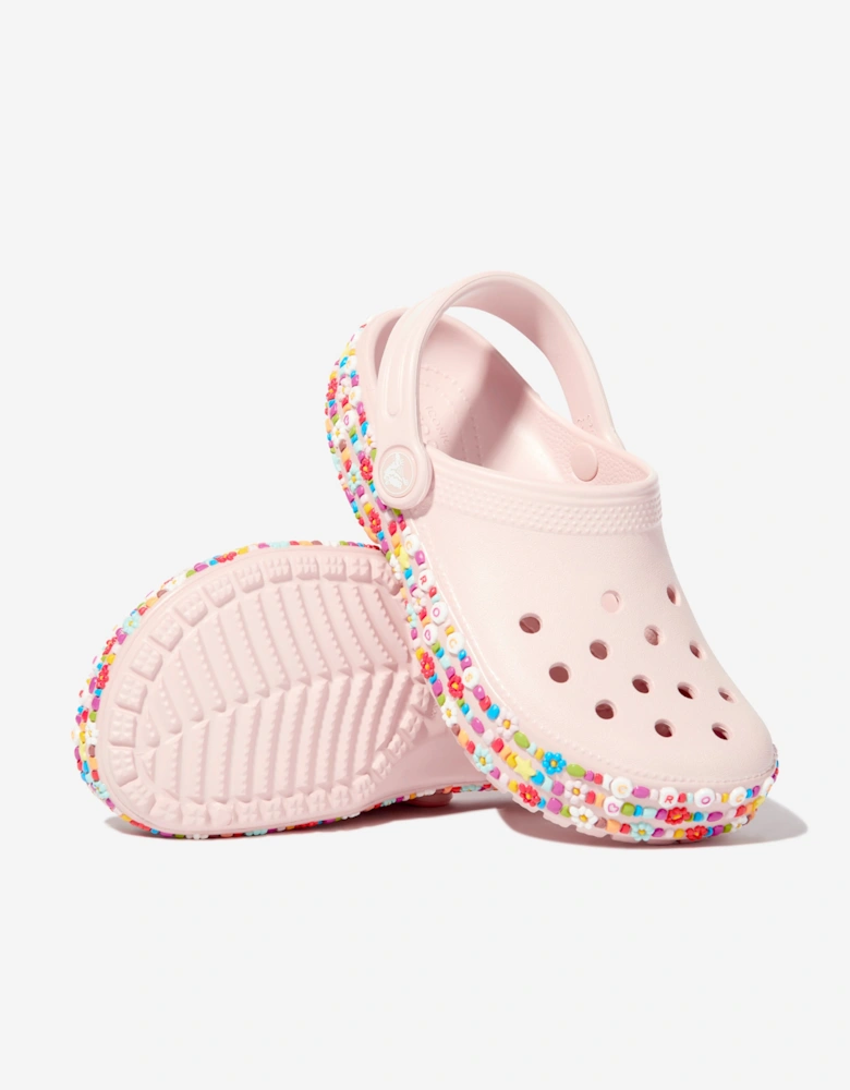 Girls Classic Beaded Band Clog in Pink