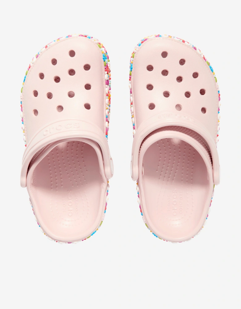 Girls Classic Beaded Band Clog in Pink