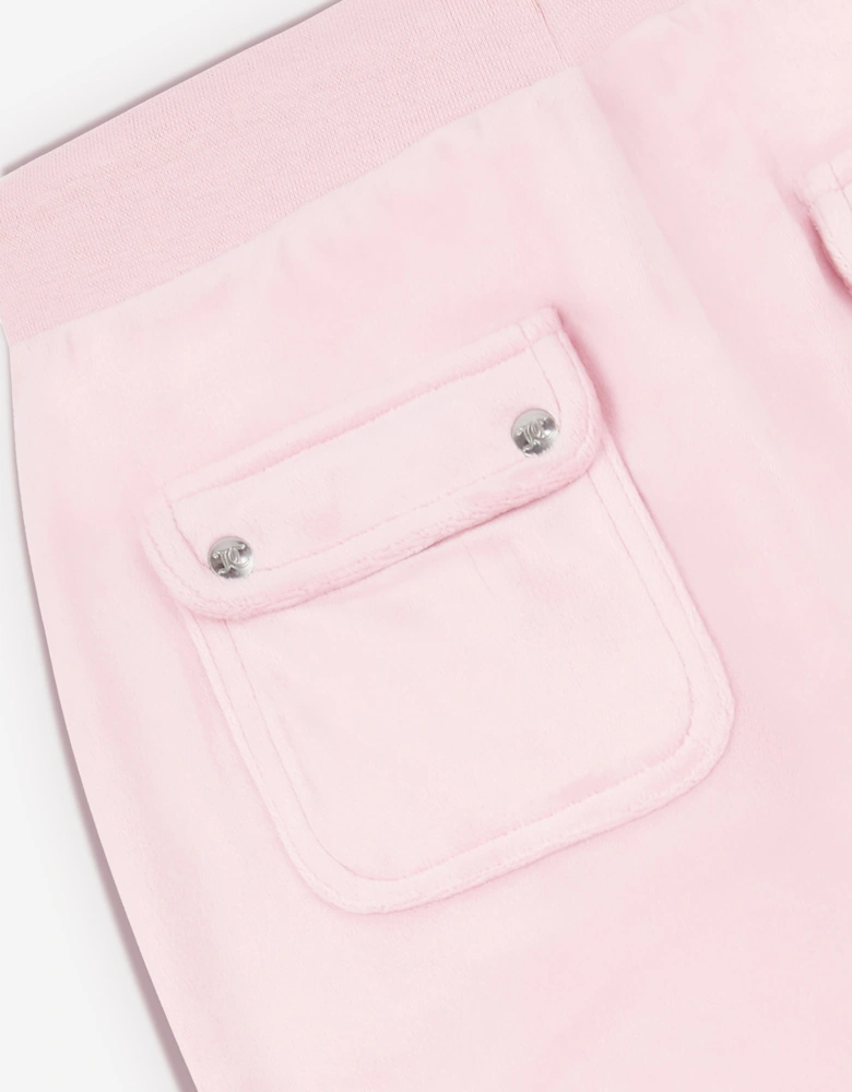 Girls Diamante Logo Wide Leg Joggers in Pink