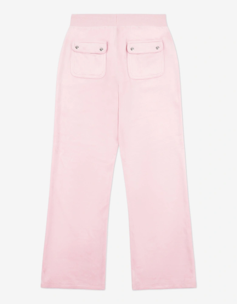 Girls Diamante Logo Wide Leg Joggers in Pink