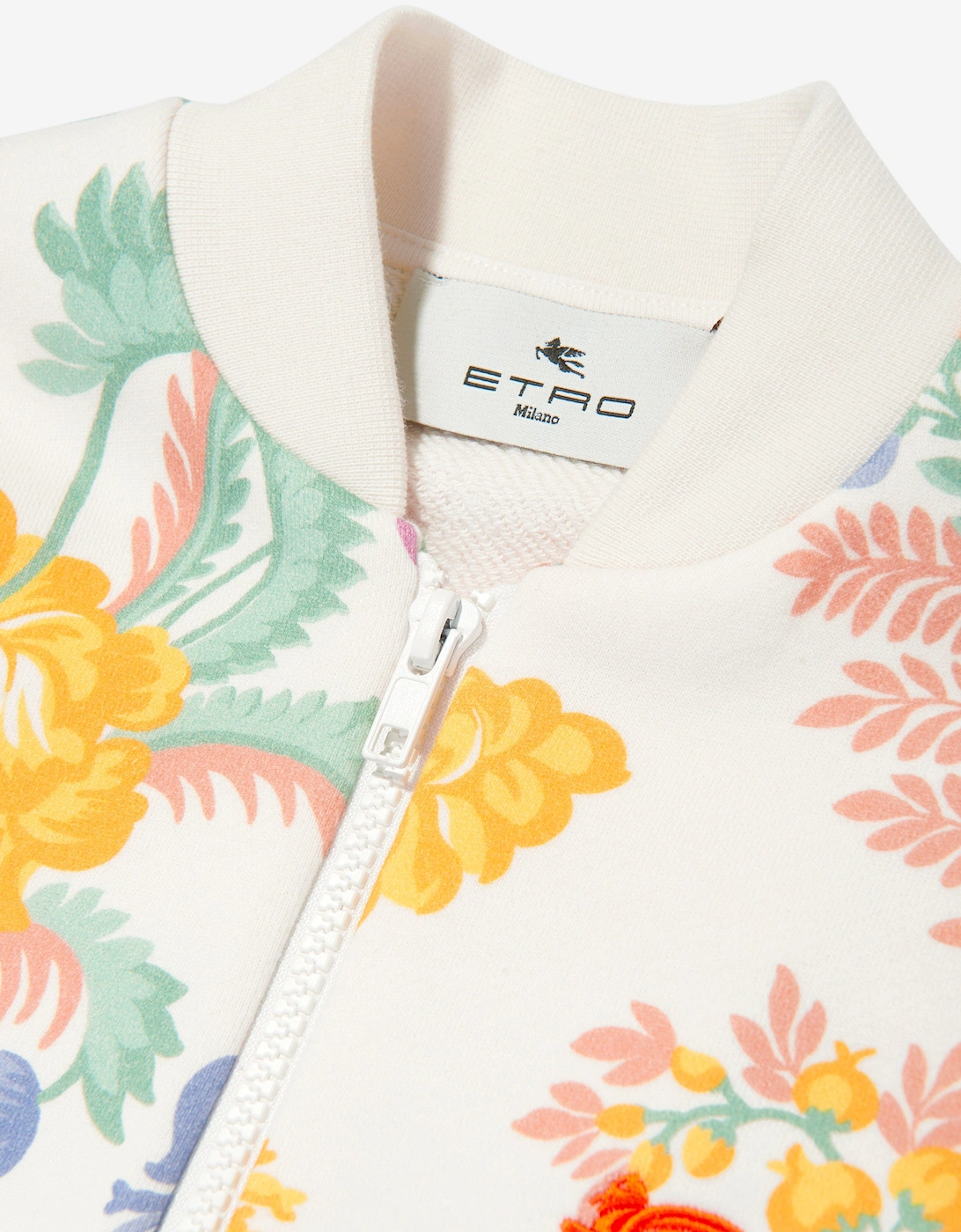 Girls Floral Zip Up Top in Ivory