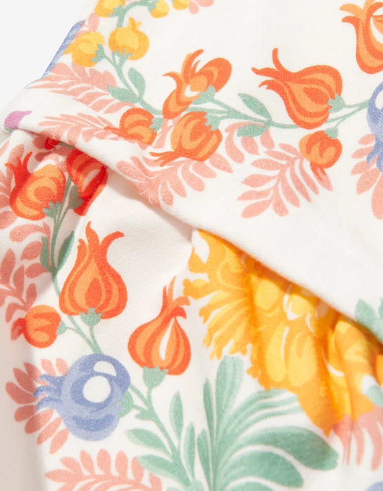 Girls Floral Zip Up Top in Ivory