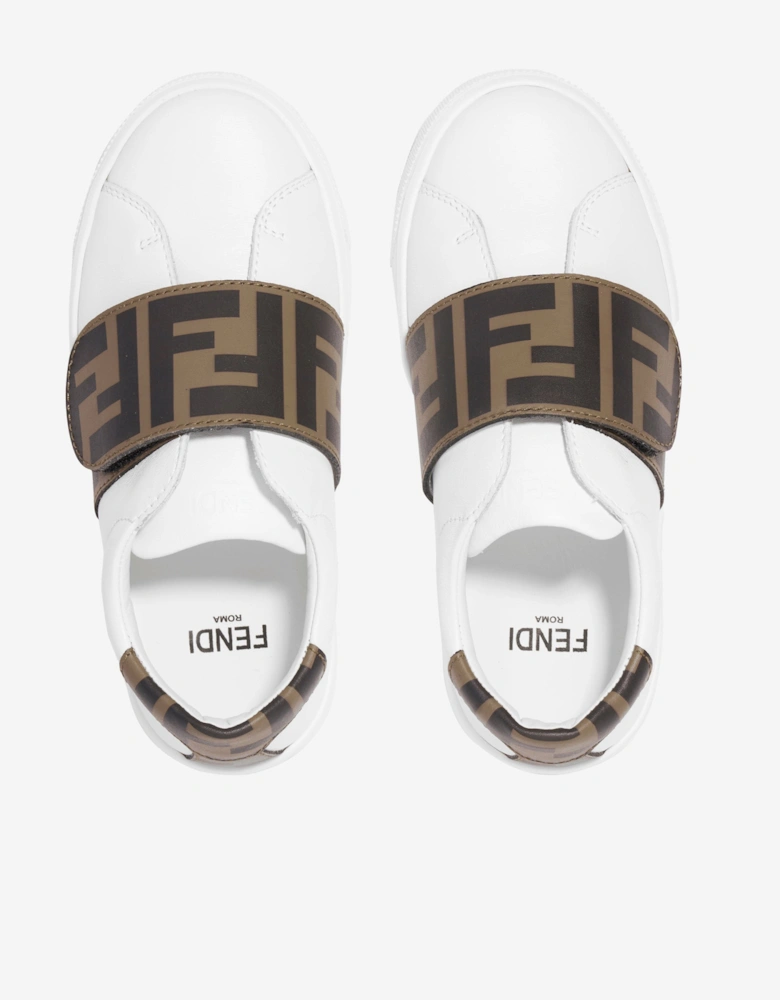 Kids Leather FF Logo Trainers in White