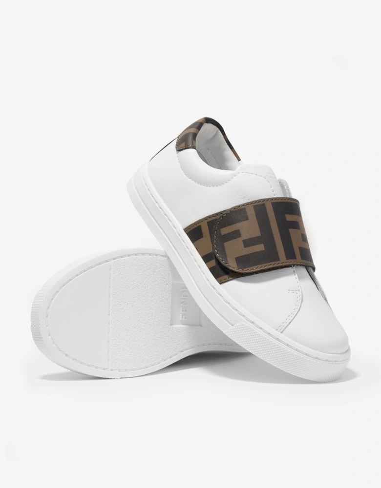 Kids Leather FF Logo Trainers in White