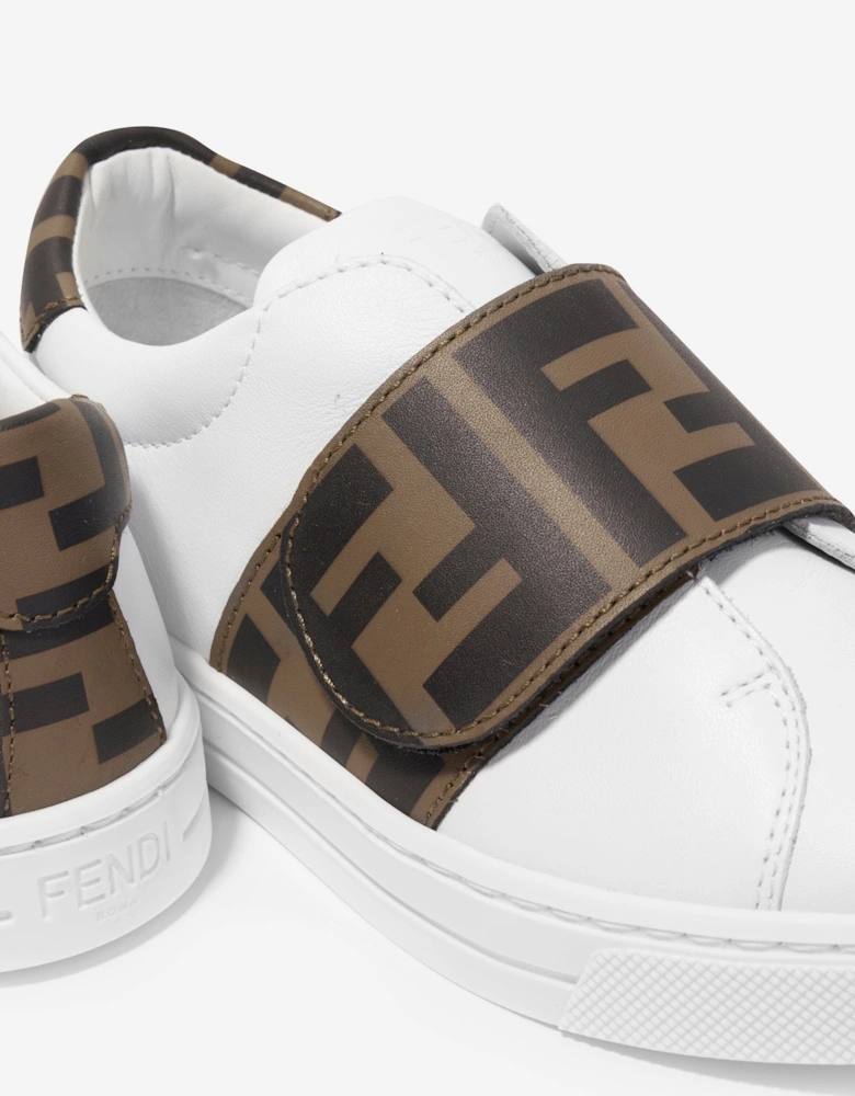 Kids Leather FF Logo Trainers in White