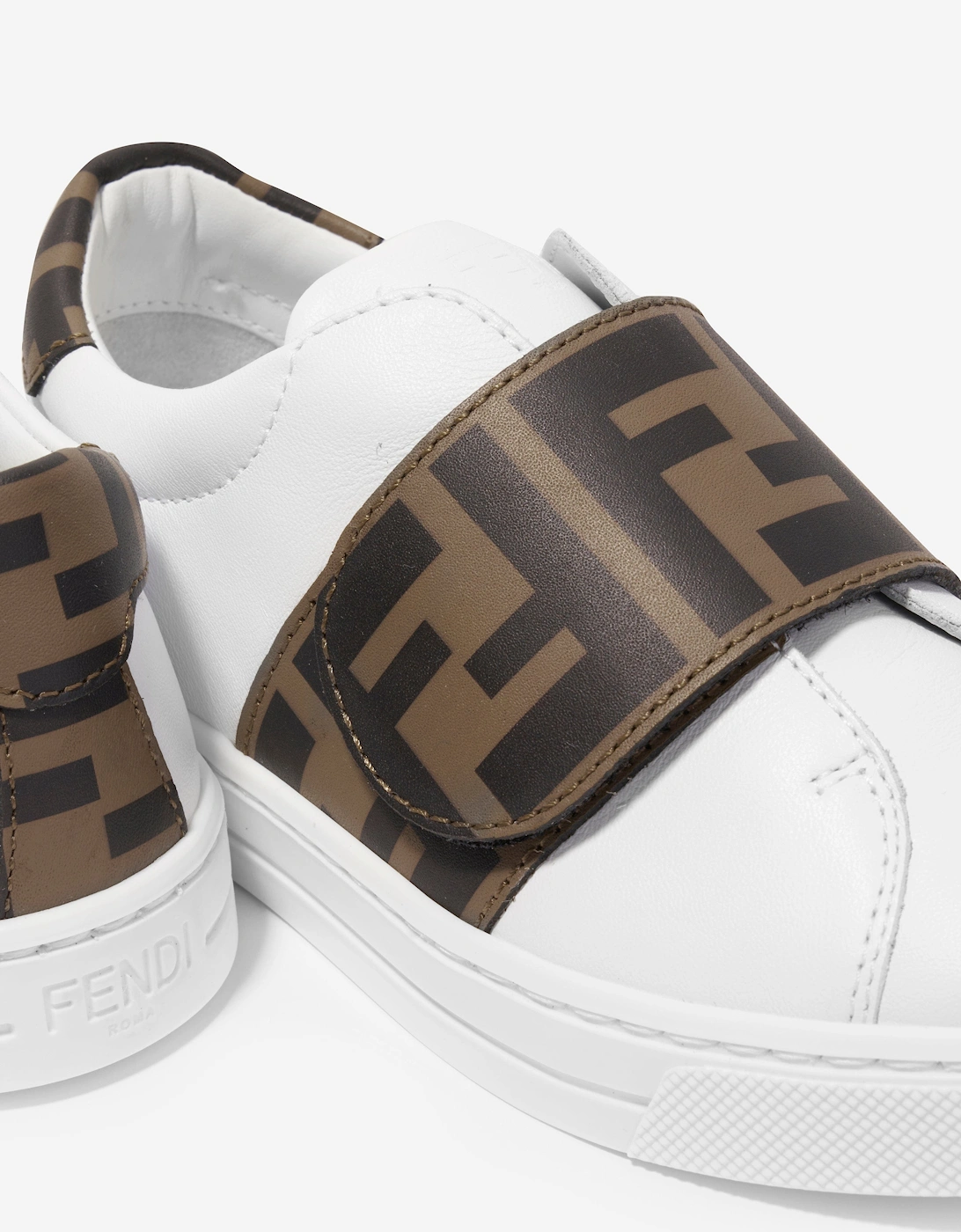 Kids Leather FF Logo Trainers in White